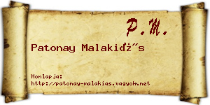 Patonay Malakiás névjegykártya